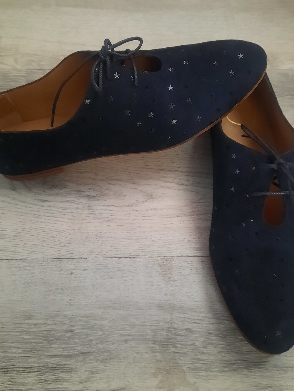 Des Petits Hauts Navy Blue Suede Shoes